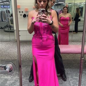 Elegant Pink Strapless Dress